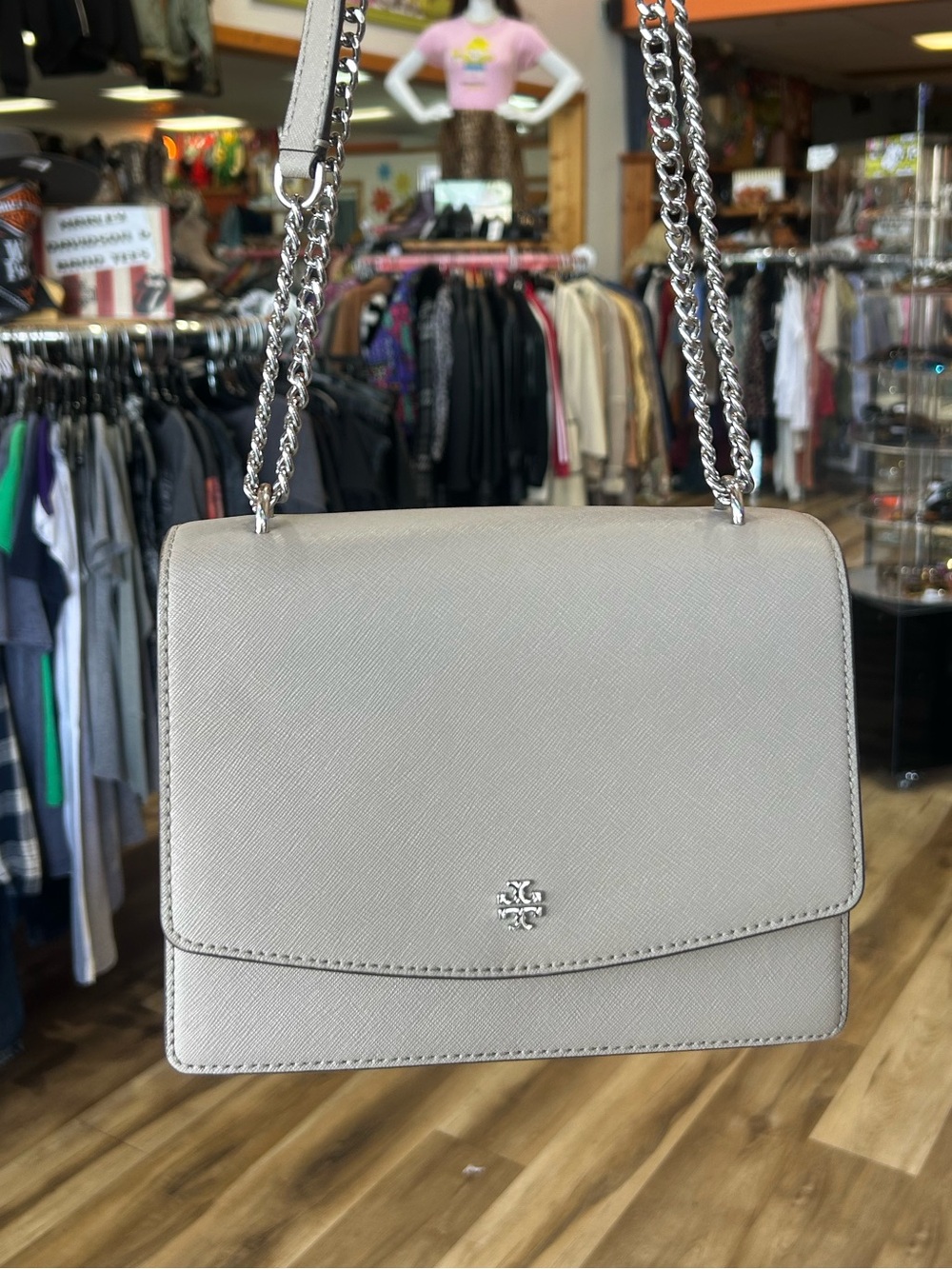 Tory Burch Gray Chain Crossbody Bag